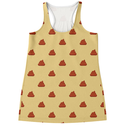 Brown Poop Pattern Print Women's Racerback Tank Top