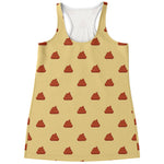 Brown Poop Pattern Print Women's Racerback Tank Top