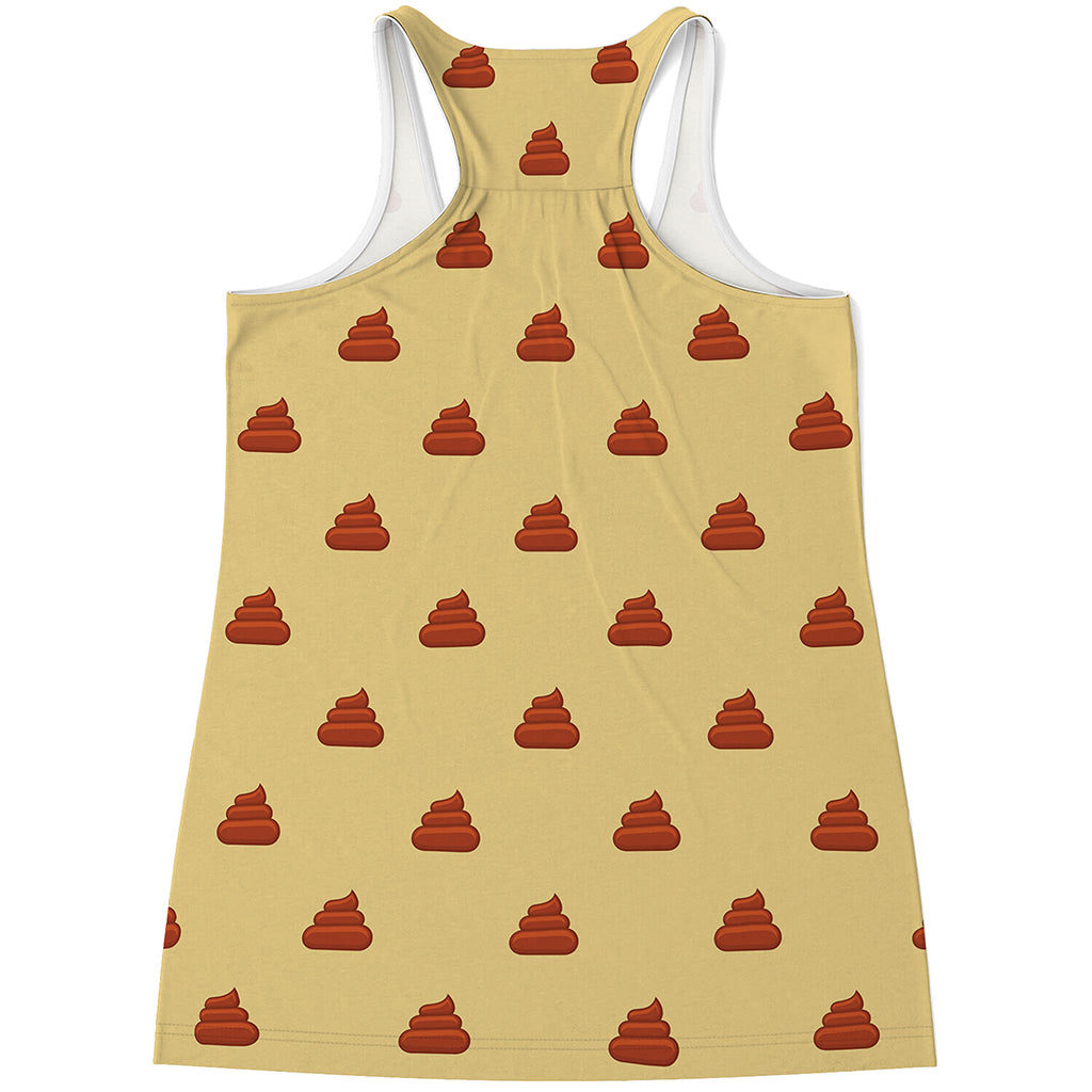 Brown Poop Pattern Print Women's Racerback Tank Top