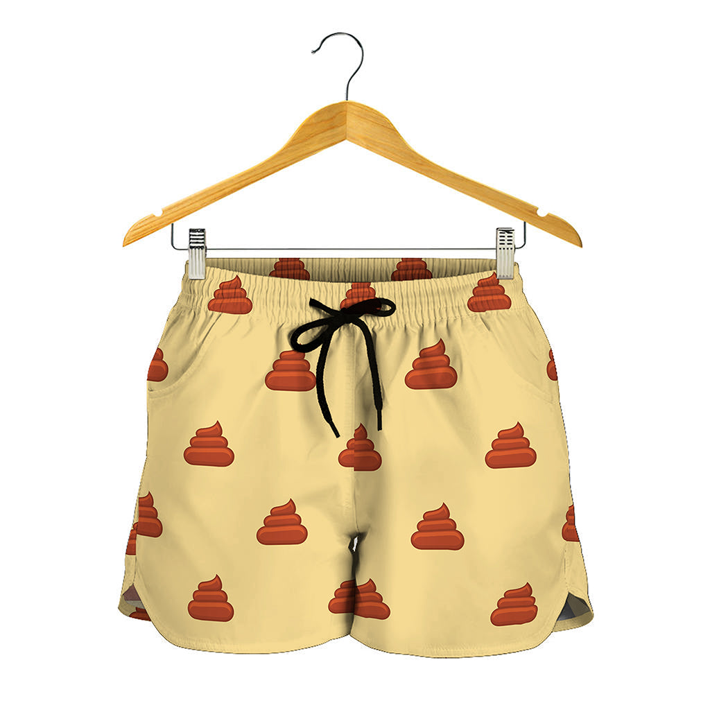 Brown Poop Pattern Print Women's Shorts