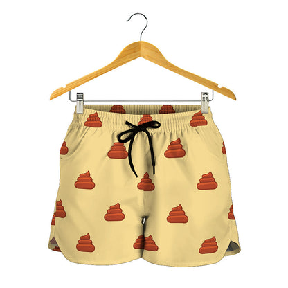 Brown Poop Pattern Print Women's Shorts