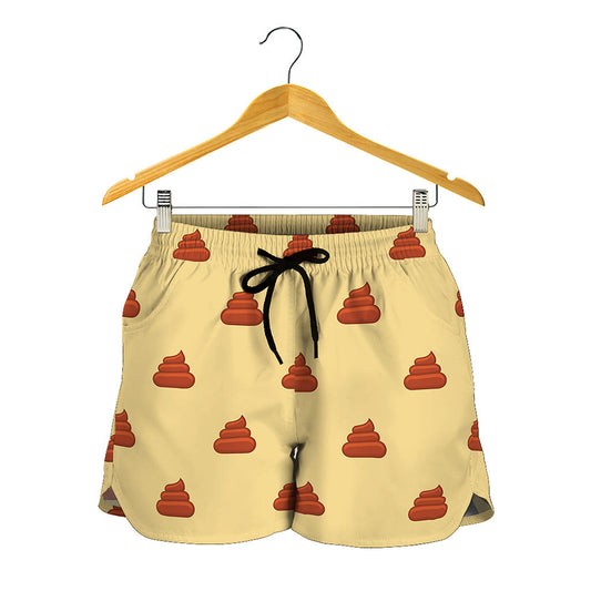 Brown Poop Pattern Print Women's Shorts