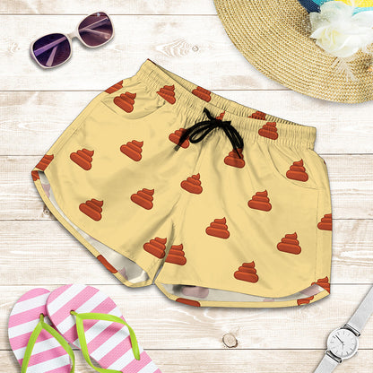 Brown Poop Pattern Print Women's Shorts