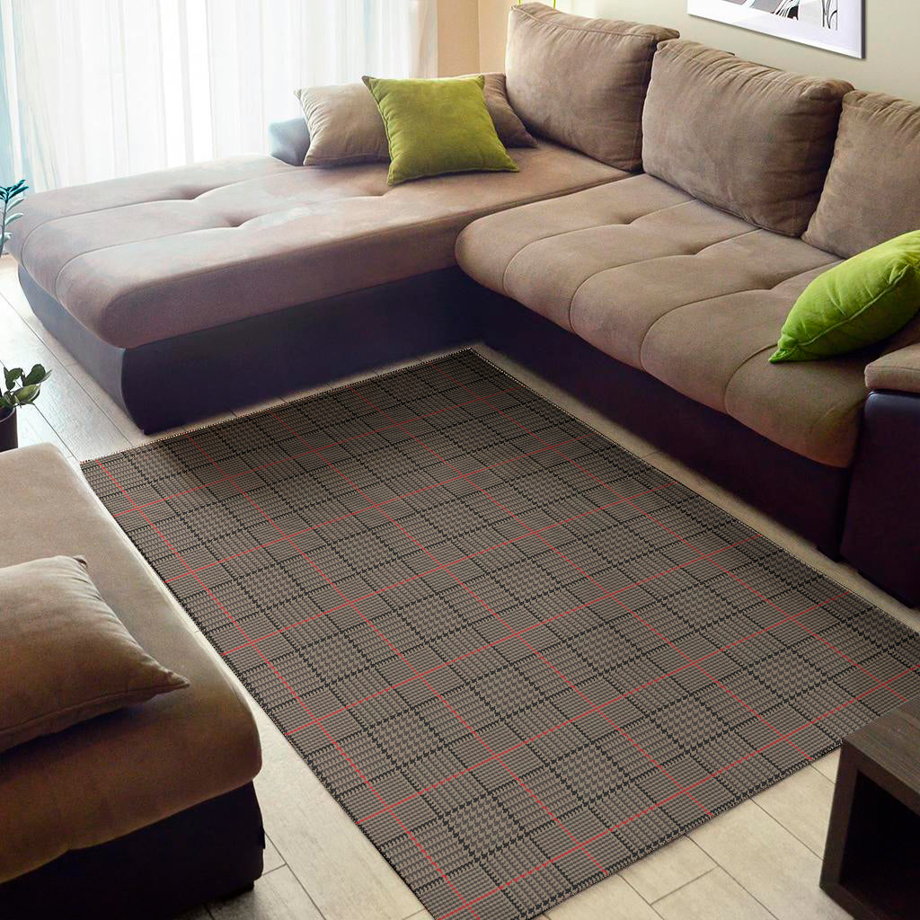 Brown Prince of Wales Check Print Area Rug
