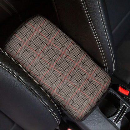 Brown Prince of Wales Check Print Car Center Console Cover