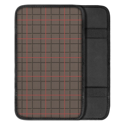 Brown Prince of Wales Check Print Car Center Console Cover