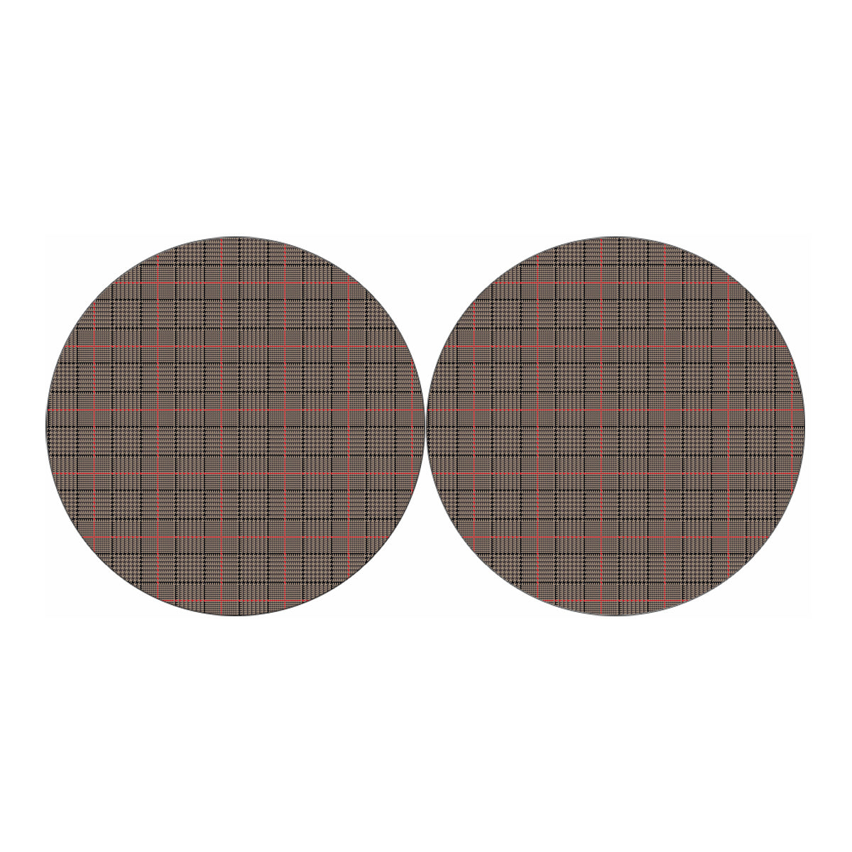 Brown Prince of Wales Check Print Car Coasters
