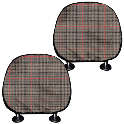 Brown Prince of Wales Check Print Car Headrest Covers