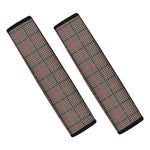 Brown Prince of Wales Check Print Car Seat Belt Covers