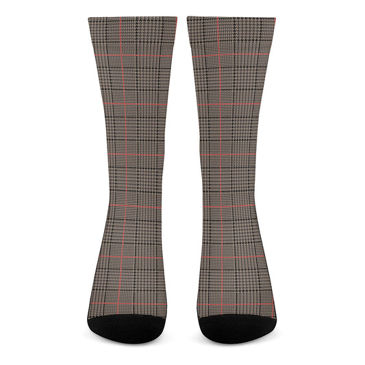 Brown Prince of Wales Check Print Crew Socks