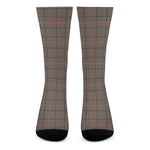 Brown Prince of Wales Check Print Crew Socks