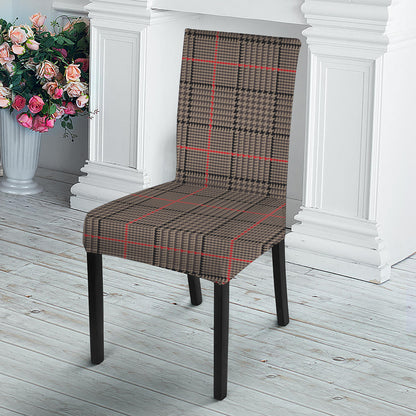 Brown Prince of Wales Check Print Dining Chair Slipcover