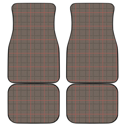 Brown Prince of Wales Check Print Front and Back Car Floor Mats