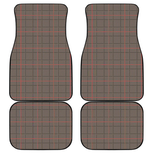 Brown Prince of Wales Check Print Front and Back Car Floor Mats