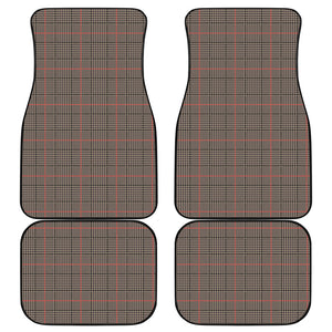 Brown Prince of Wales Check Print Front and Back Car Floor Mats