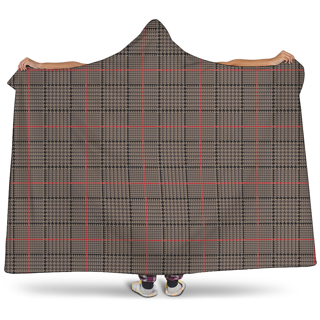 Brown Prince of Wales Check Print Hooded Blanket