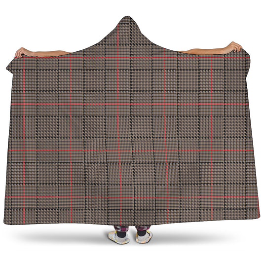 Brown Prince of Wales Check Print Hooded Blanket