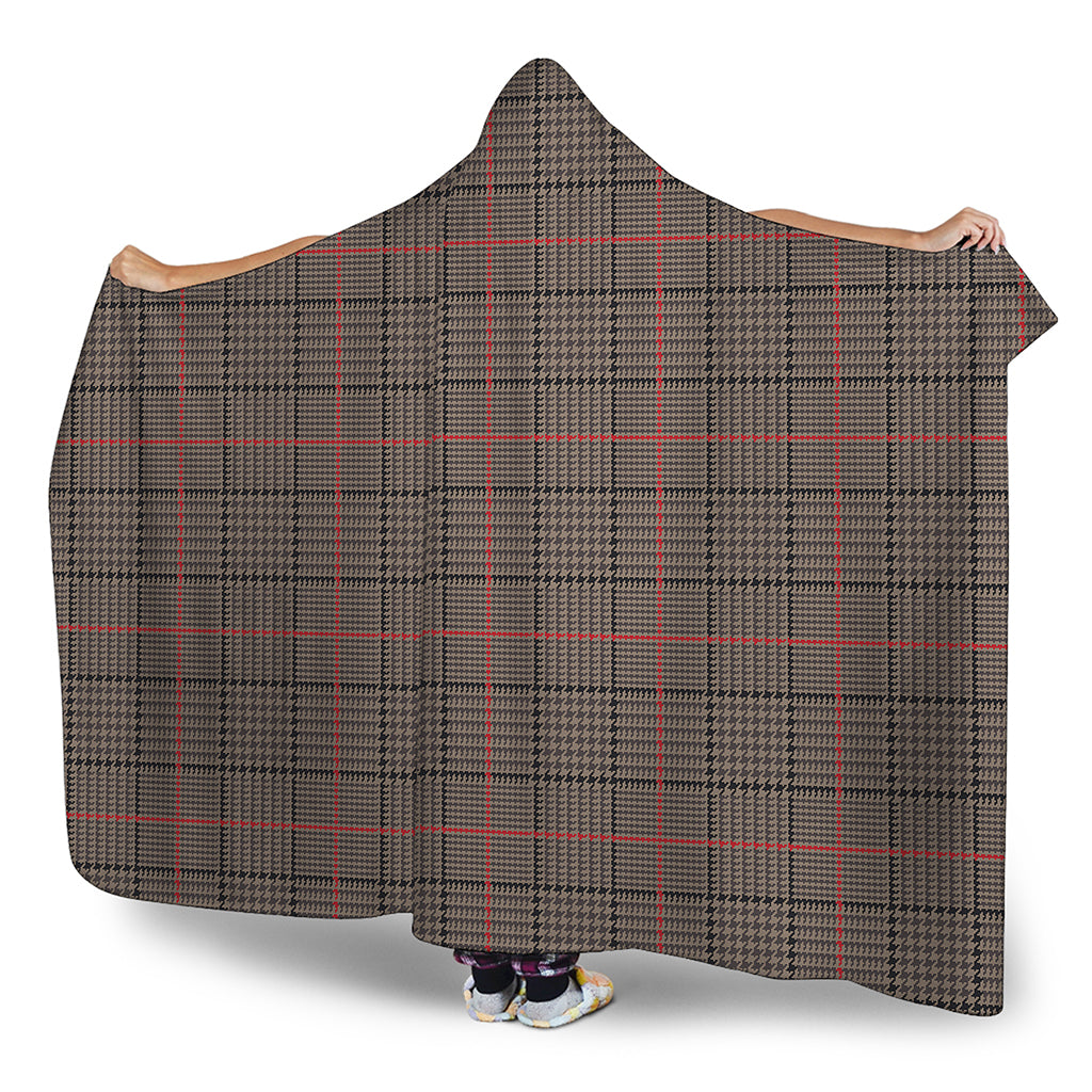 Brown Prince of Wales Check Print Hooded Blanket