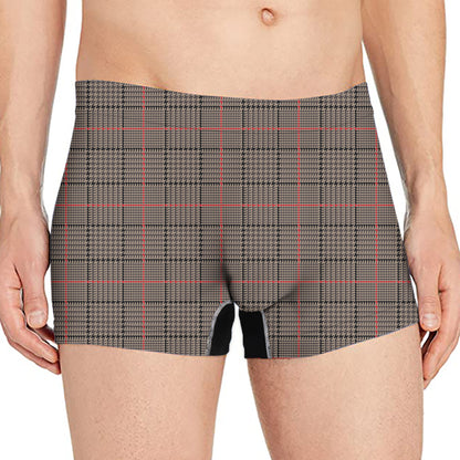 Brown Prince of Wales Check Print Men's Boxer Briefs