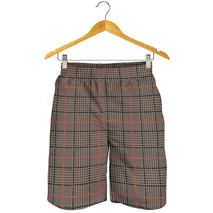 Brown Prince of Wales Check Print Men's Shorts