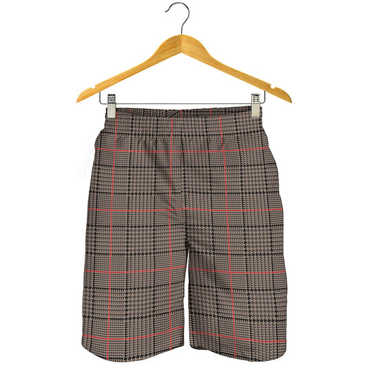 Brown Prince of Wales Check Print Men's Shorts