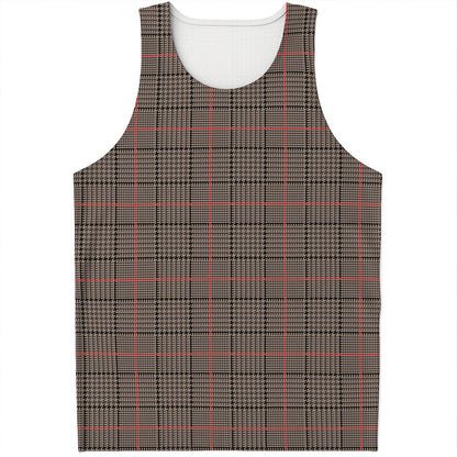 Brown Prince of Wales Check Print Men's Tank Top