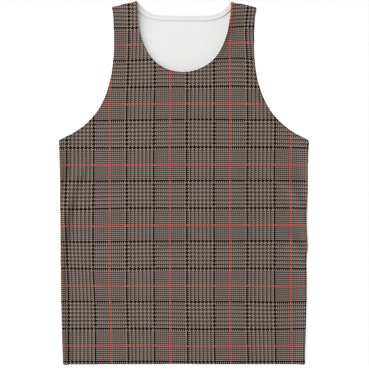 Brown Prince of Wales Check Print Men's Tank Top