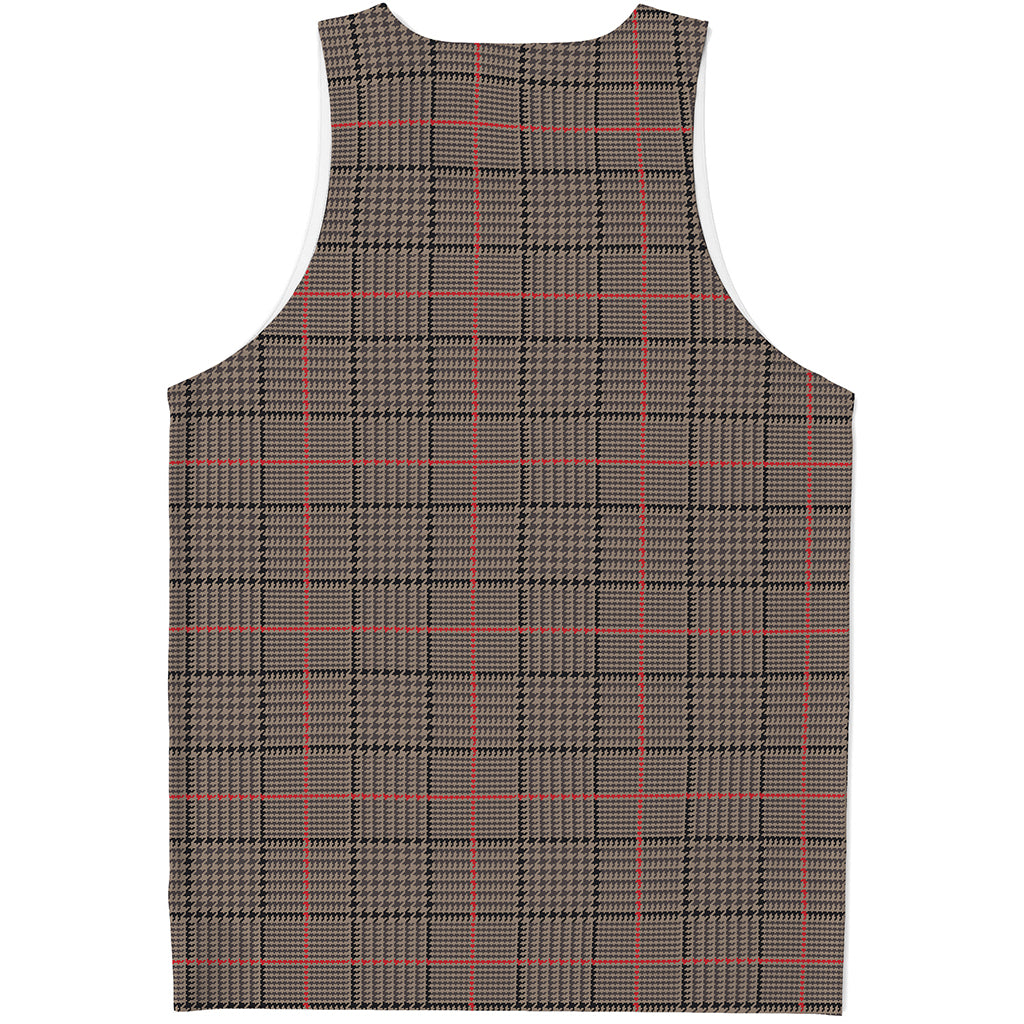Brown Prince of Wales Check Print Men's Tank Top
