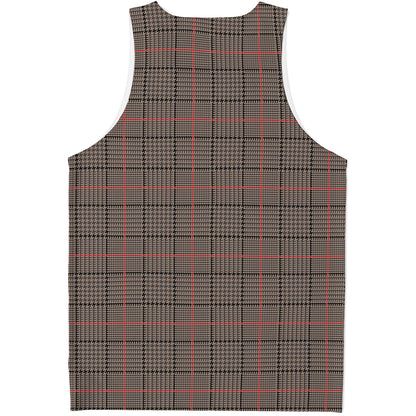 Brown Prince of Wales Check Print Men's Tank Top