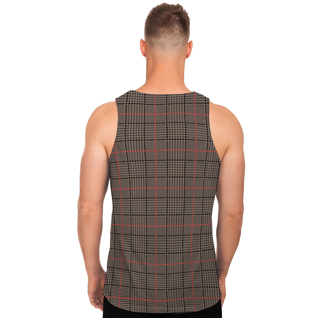 Brown Prince of Wales Check Print Men's Tank Top