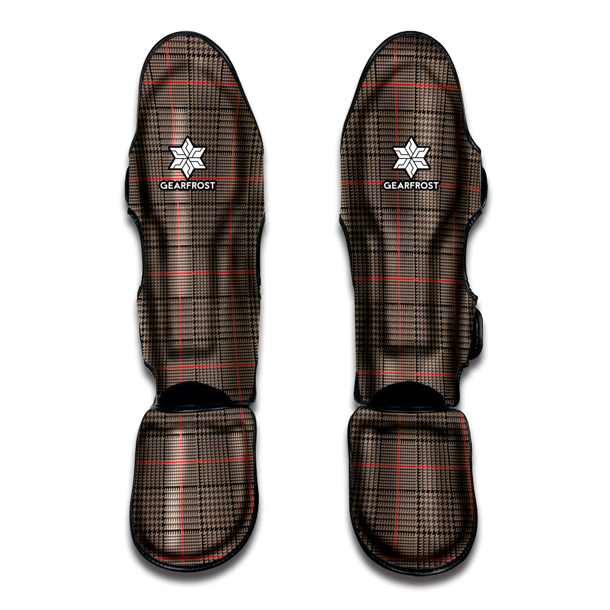 Brown Prince of Wales Check Print Muay Thai Shin Guard