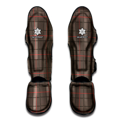 Brown Prince of Wales Check Print Muay Thai Shin Guard