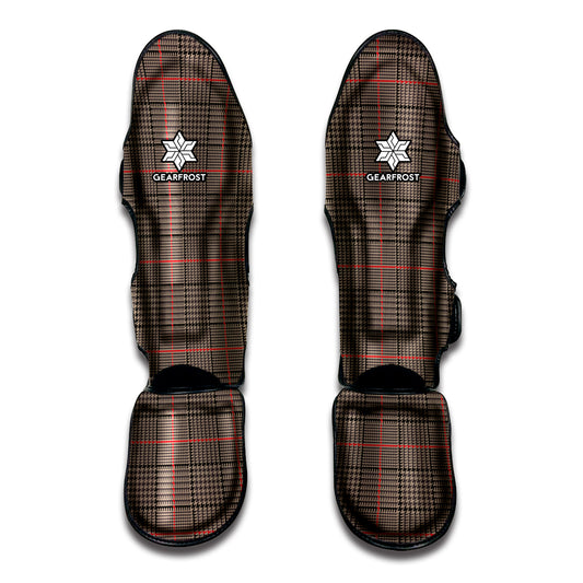 Brown Prince of Wales Check Print Muay Thai Shin Guard