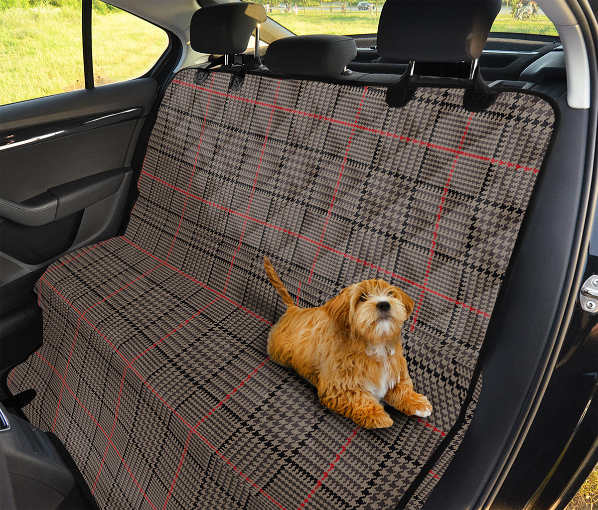 Brown Prince of Wales Check Print Pet Car Back Seat Cover