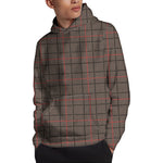 Brown Prince of Wales Check Print Pullover Hoodie