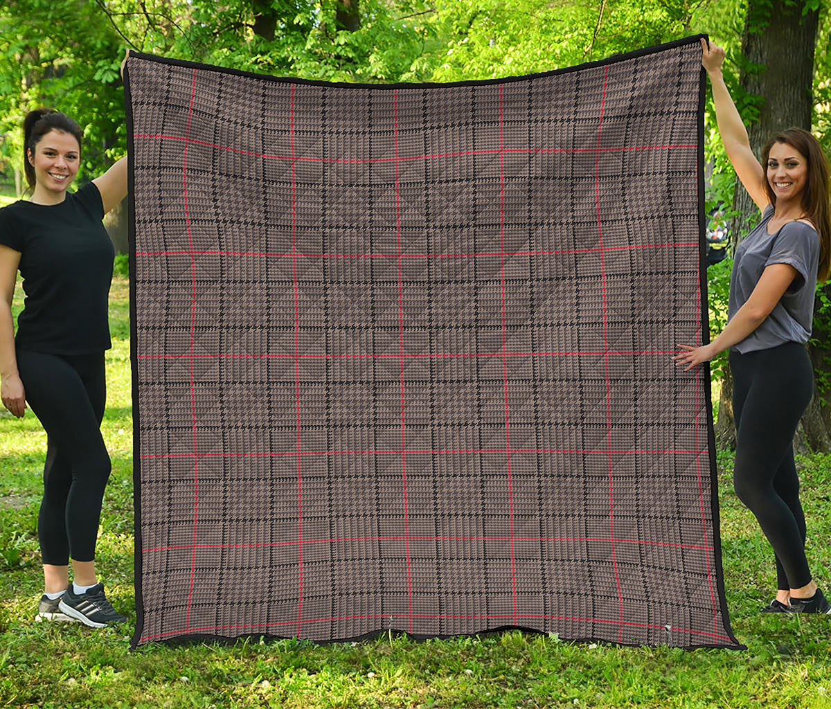 Brown Prince of Wales Check Print Quilt