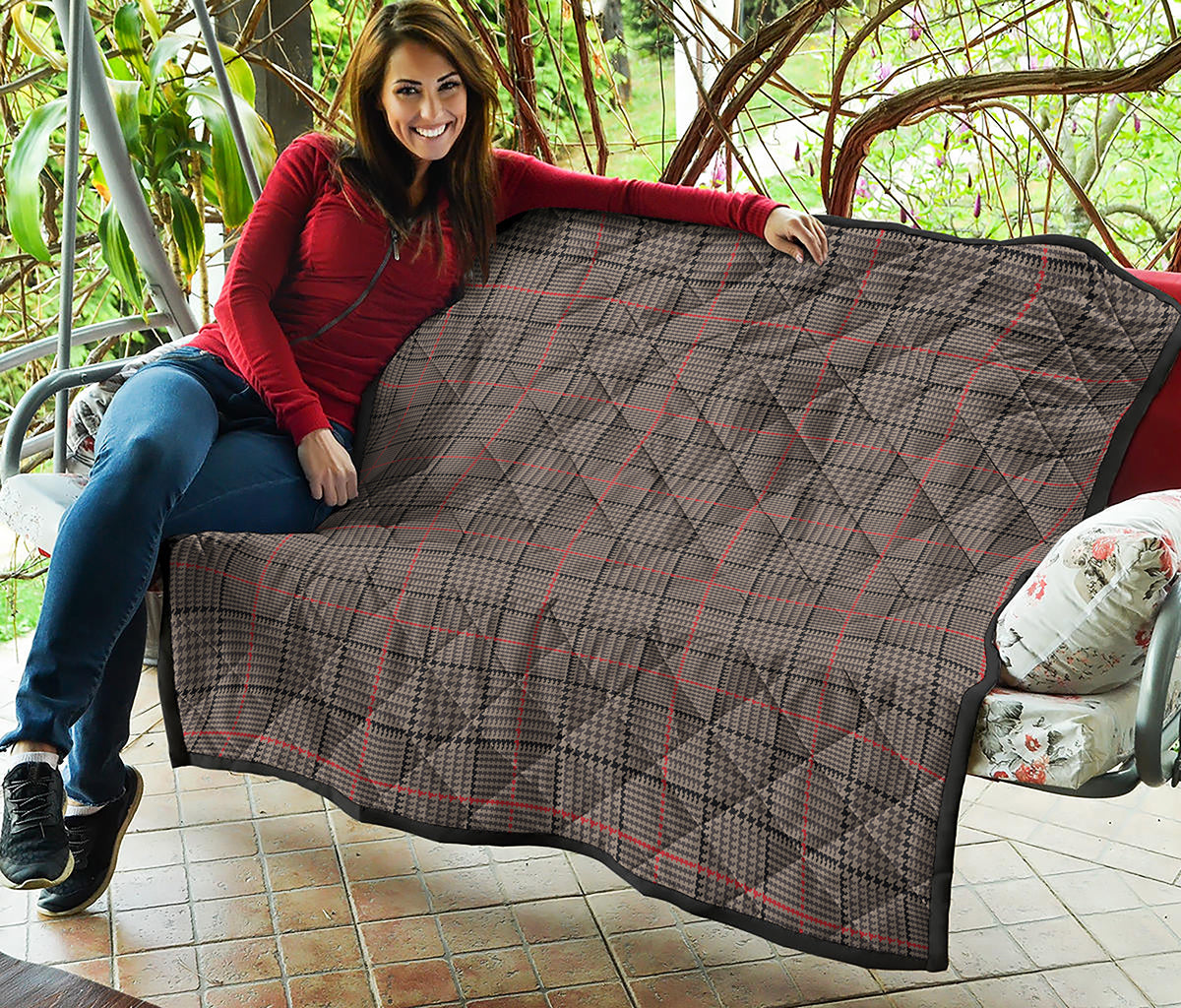 Brown Prince of Wales Check Print Quilt