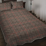Brown Prince of Wales Check Print Quilt Bed Set