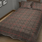 Brown Prince of Wales Check Print Quilt Bed Set