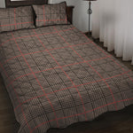 Brown Prince of Wales Check Print Quilt Bed Set