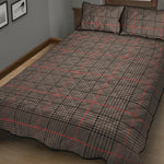 Brown Prince of Wales Check Print Quilt Bed Set