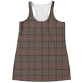 Brown Prince of Wales Check Print Women's Racerback Tank Top