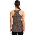 Brown Prince of Wales Check Print Women's Racerback Tank Top