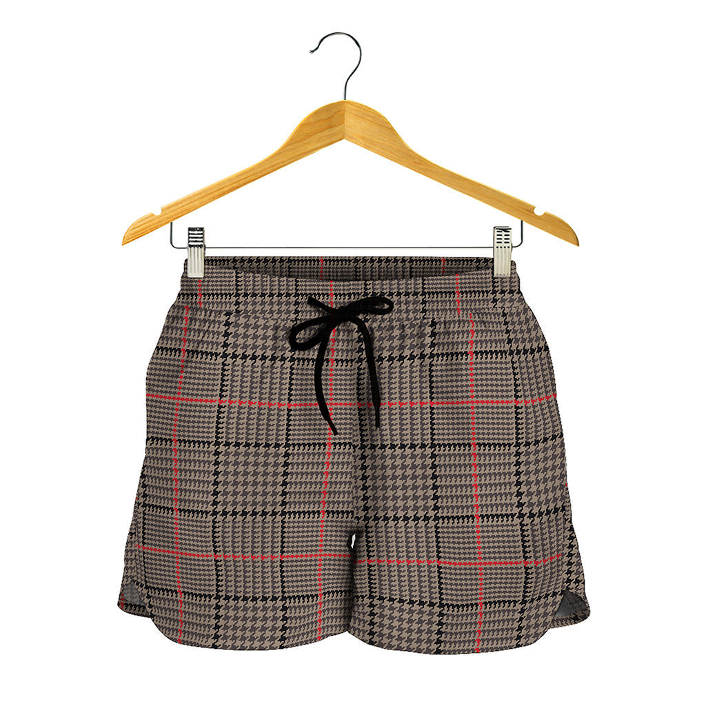 Brown Prince of Wales Check Print Women's Shorts