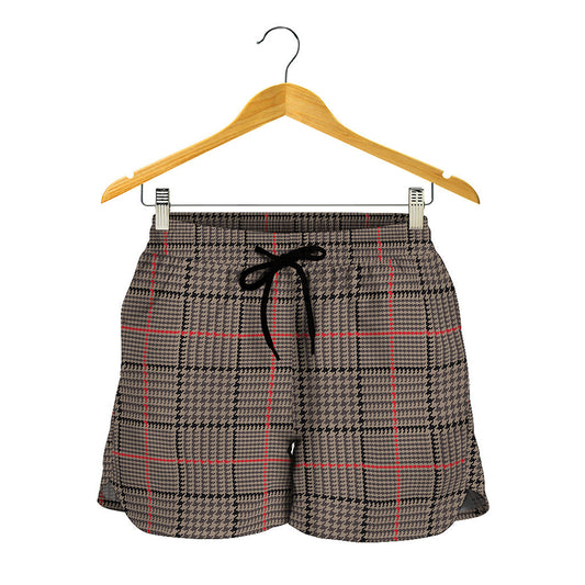 Brown Prince of Wales Check Print Women's Shorts