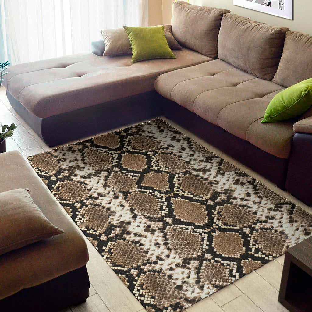 Brown Python Snakeskin Print Area Rug