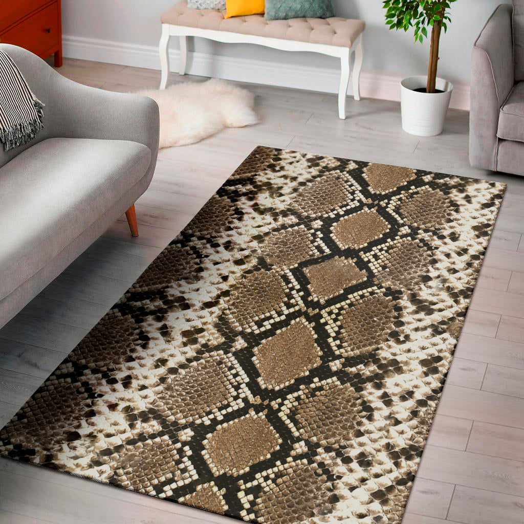 Brown Python Snakeskin Print Area Rug