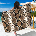 Brown Python Snakeskin Print Beach Sarong Wrap