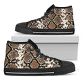 Brown Python Snakeskin Print Black High Top Sneakers