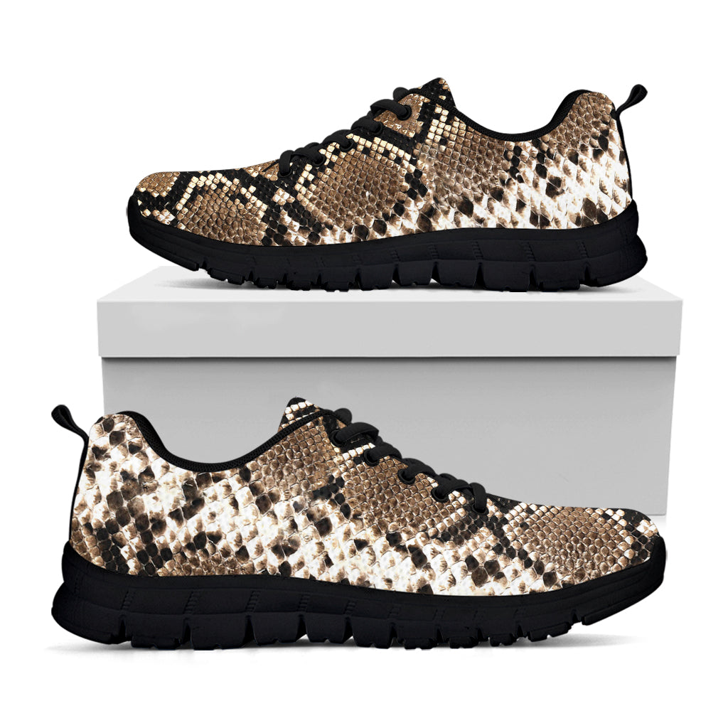 Brown Python Snakeskin Print Black Sneakers